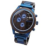 Branvon® Herren Holzuhr Nordik – Herrenuhr Chronograph - Saphirglas - Armbanduhr für Herren aus...