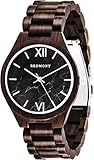 REDMONT Herrenuhr mit Holzarmband Analog Quarz Classic Collection Black Marble Edition