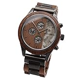 Branvon® Herren Holzuhr Kasis – Herrenuhr Chronograph - Saphirglas - Armbanduhr für Herren aus...
