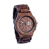 Greenwatch Holzuhr Timer Brown - Herren Holzuhr Analog Quarzuhr - Braunes Ebenholz - Herrenholzuhr...