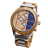 Branvon® Herren Holzuhr Lumos – Herrenuhr Chronograph - Saphirglas - Armbanduhr für Herren aus...