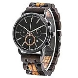 Personalisierte Herren Holz Armbanduhr Analog Chronograph Holzarmbanduhren für Ehemann Freund...