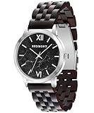 REDMONT Herrenuhr mit Holzarmband Analog Quarz Horizon Collection Ebony Marble Edition